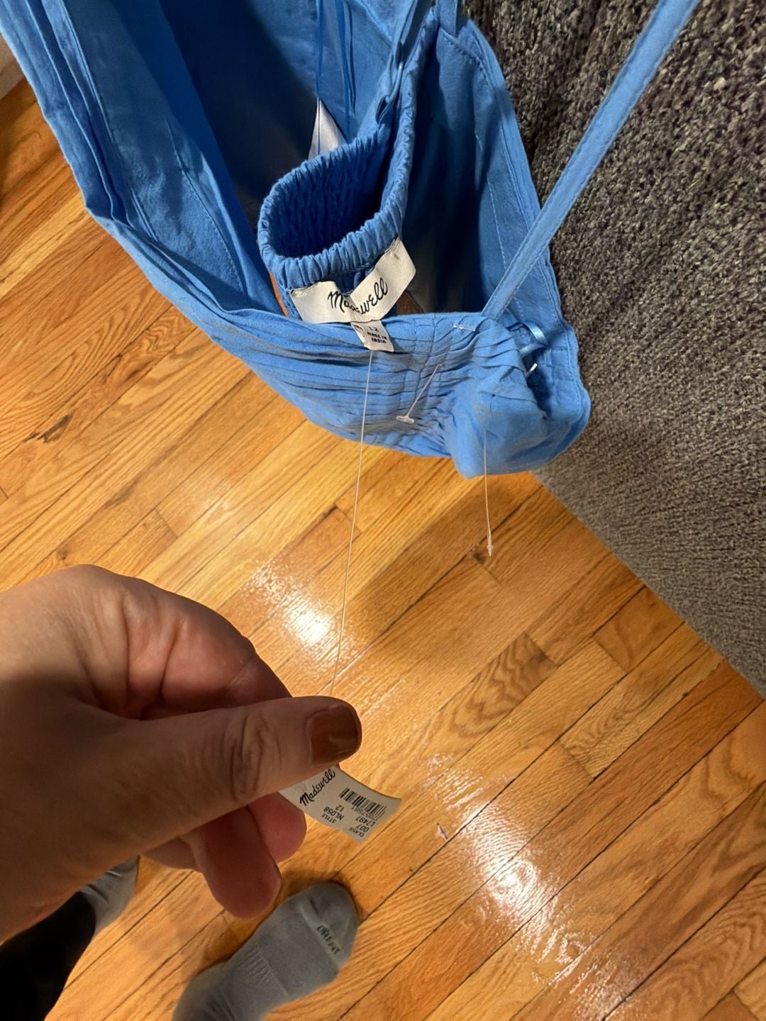 Madewell Blue Ruched Crop Top Size 12 2