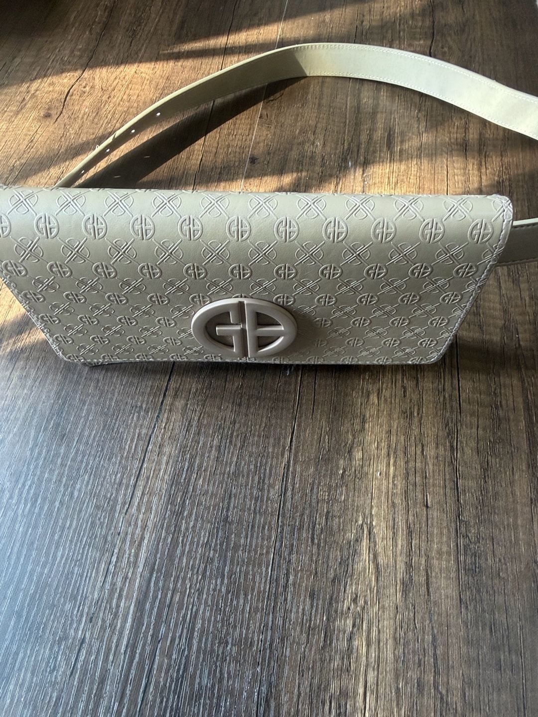 Giani Bernini Belt Bag Size XL Beige Monogram Logo 7