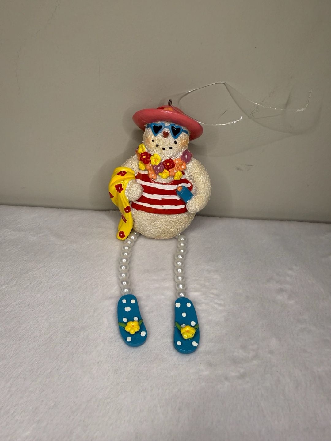 Beach Snowman Christmas Ornament with Hat and Flip Flops 1