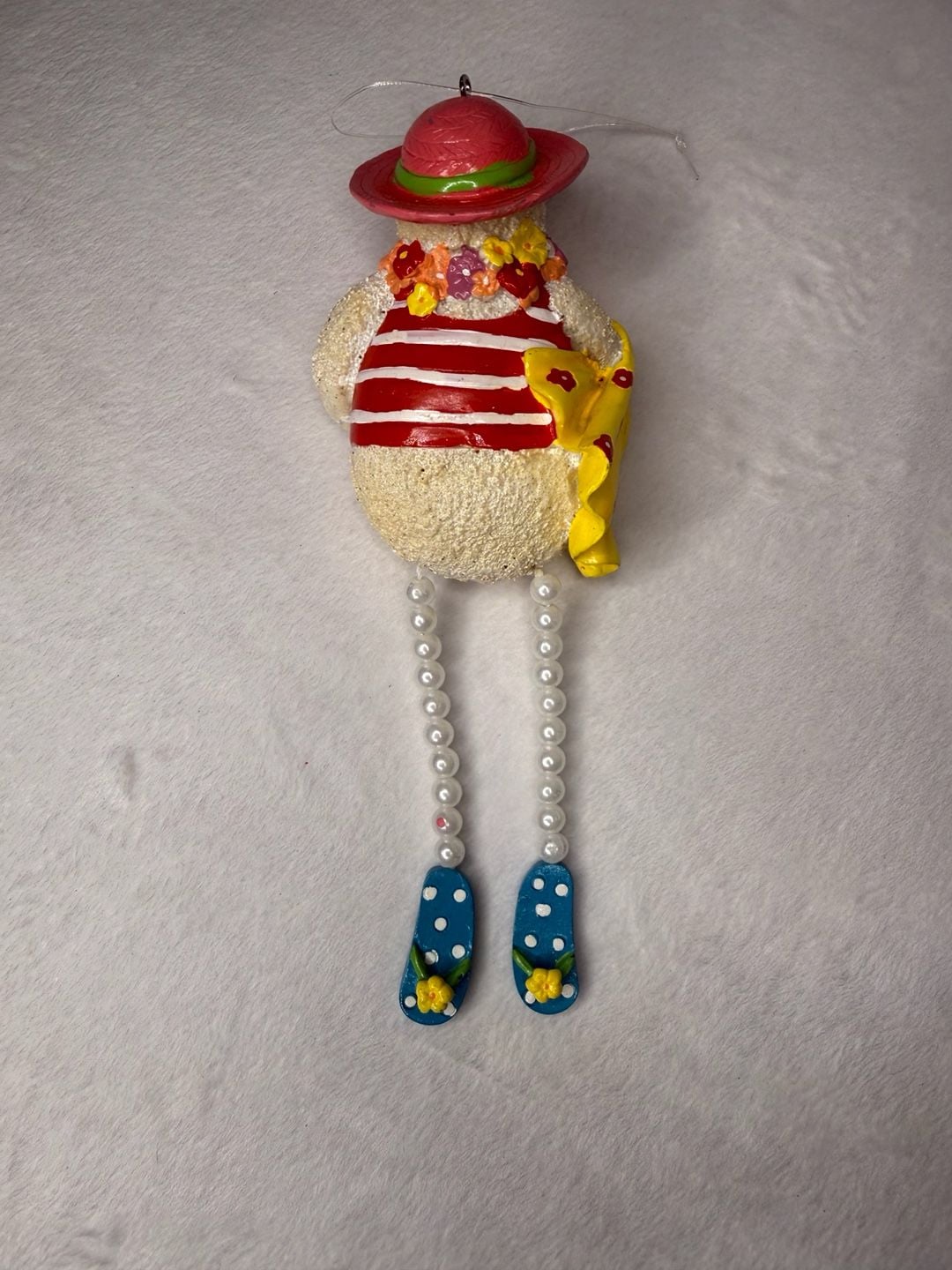 Beach Snowman Christmas Ornament with Hat and Flip Flops 2