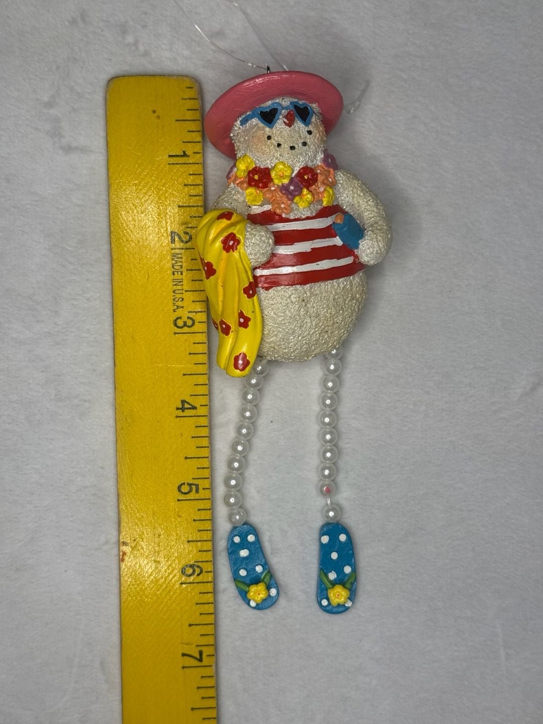 Beach Snowman Christmas Ornament with Hat and Flip Flops 3
