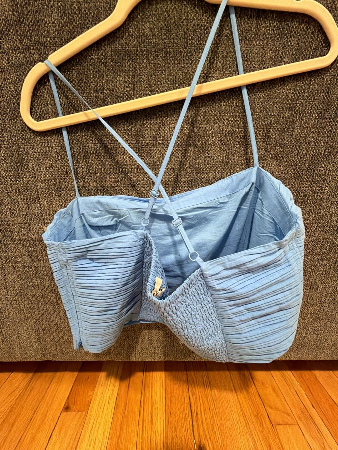 Madewell Blue Ruched Crop Top Size 12 4