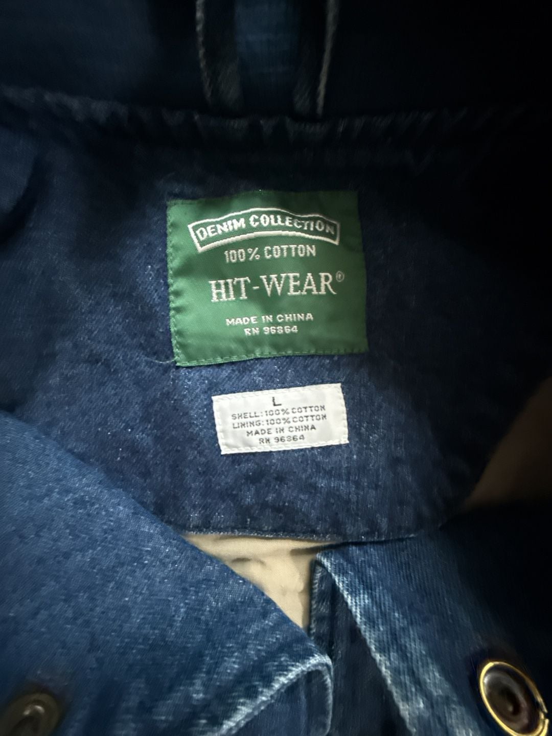 Hit-Wear Varsity Jacket Size L Ingram Fuels Denim Logo Blue Tan 4