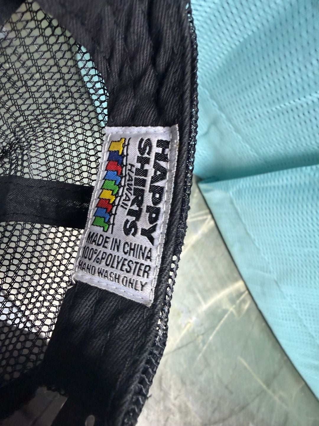 Happy Shirts Hawaii Trucker Hat Blue Rainbow Shaka 4