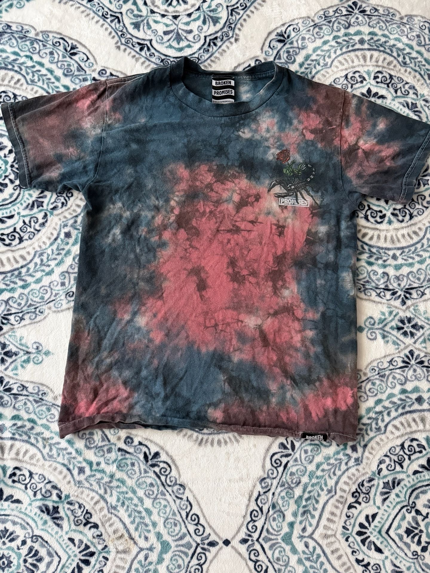 Broken Promises Antidote Red Blue Tie Dye T-Shirt Small 2