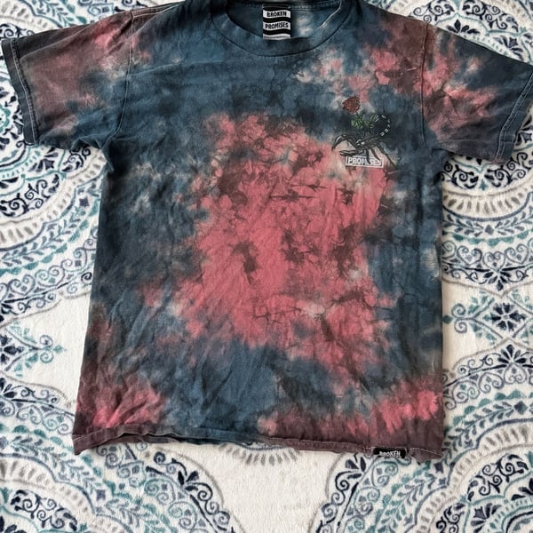 Broken Promises Antidote Red Blue Tie Dye T-Shirt Small