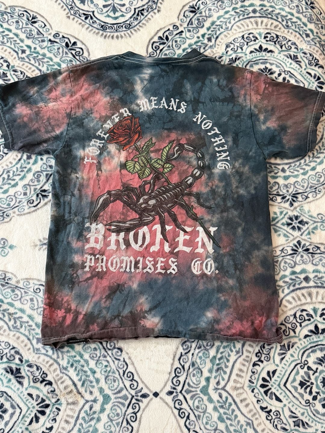 Broken Promises Antidote Red Blue Tie Dye T-Shirt Small 4