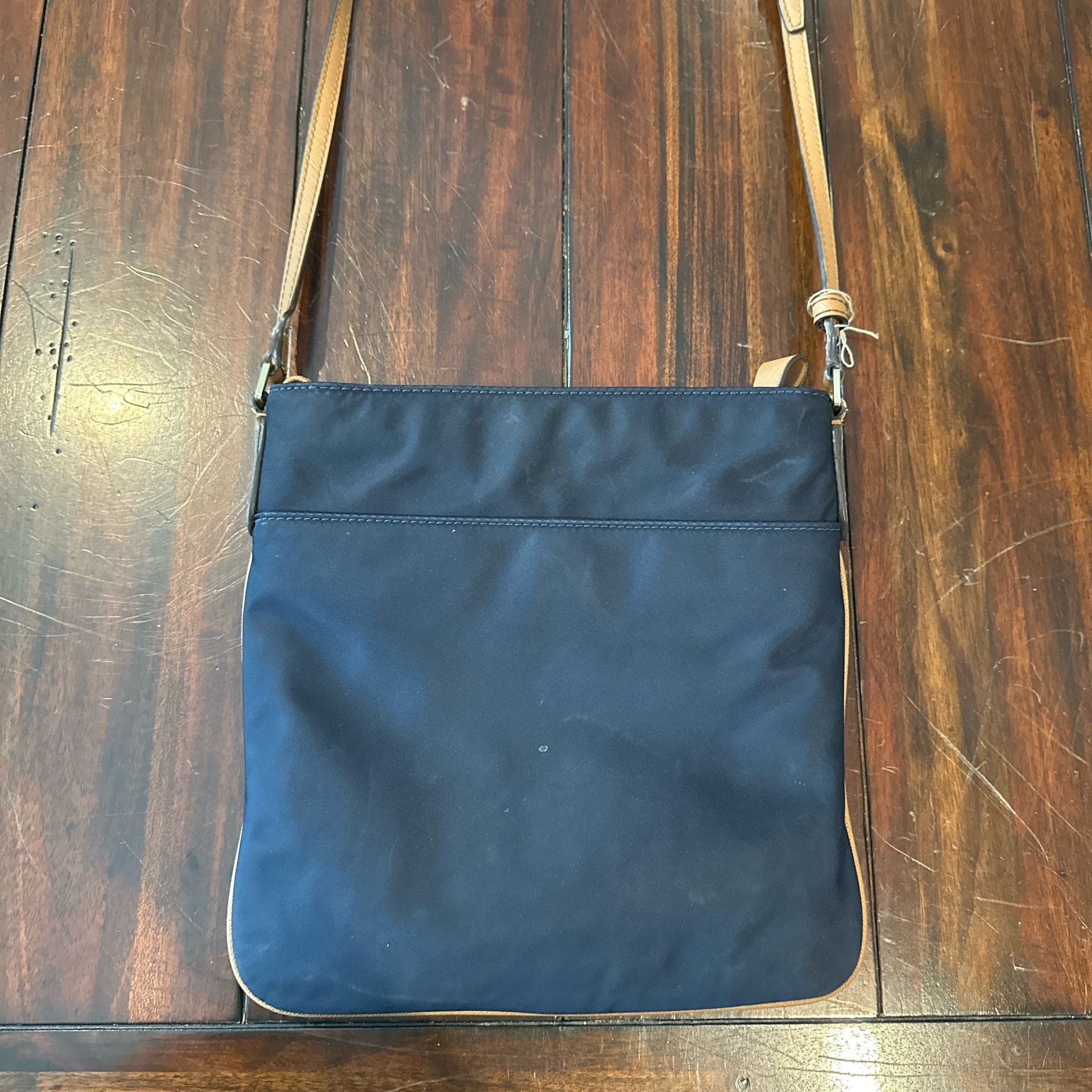 Michael Kors Kelsey Nylon Navy Blue Brown Crossbody Bag 3