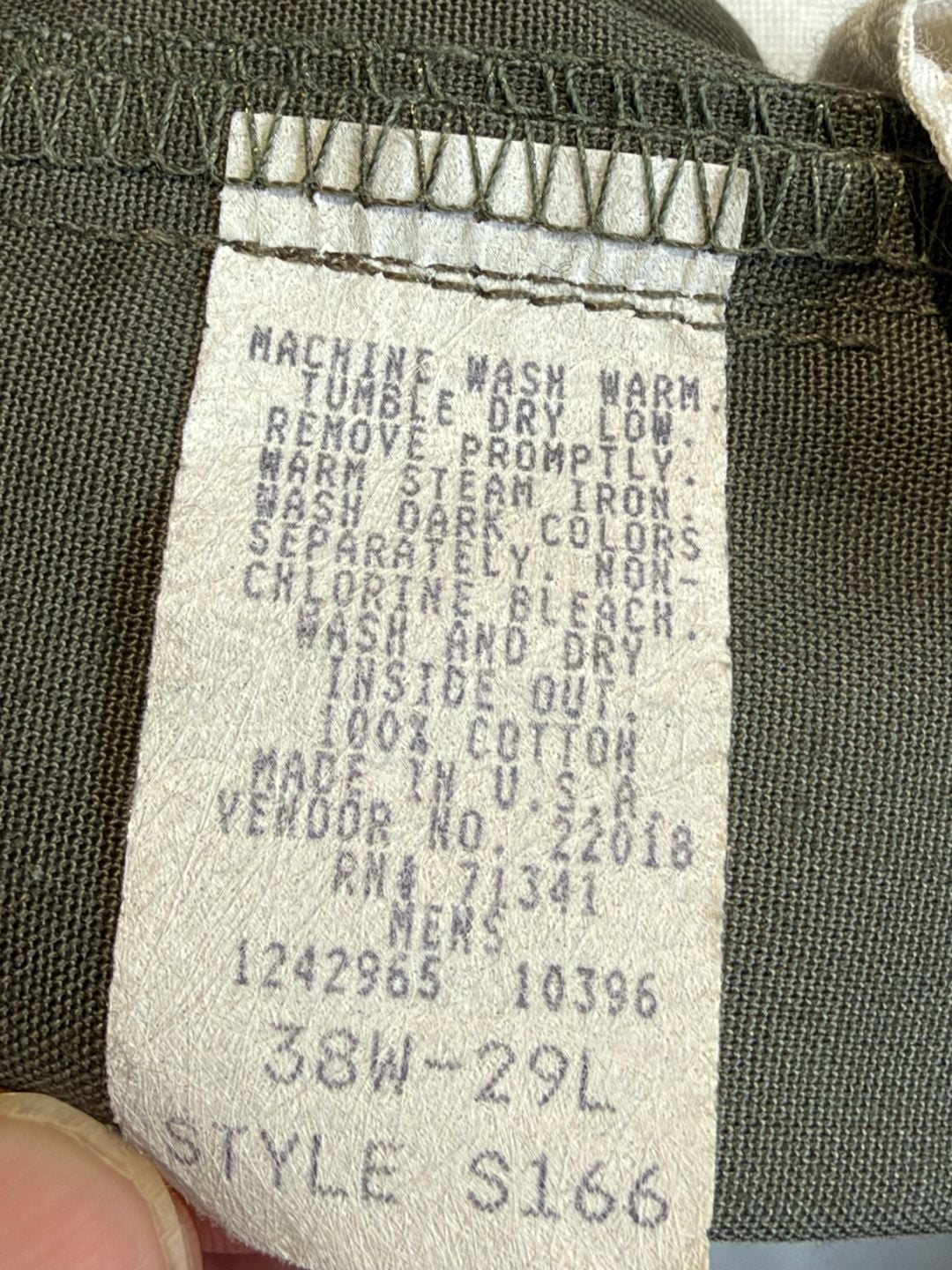 L.L. Bean Pleated Chino Pants Size 38W-29L Olive Green Cotton USA 6