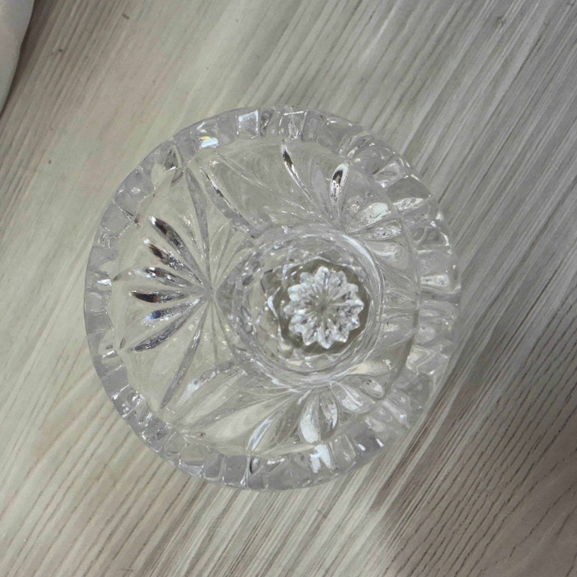 Vintage Cut Crystal Toothpick Holder Size 2.5" Clear Sawtooth Rim Starburst 2