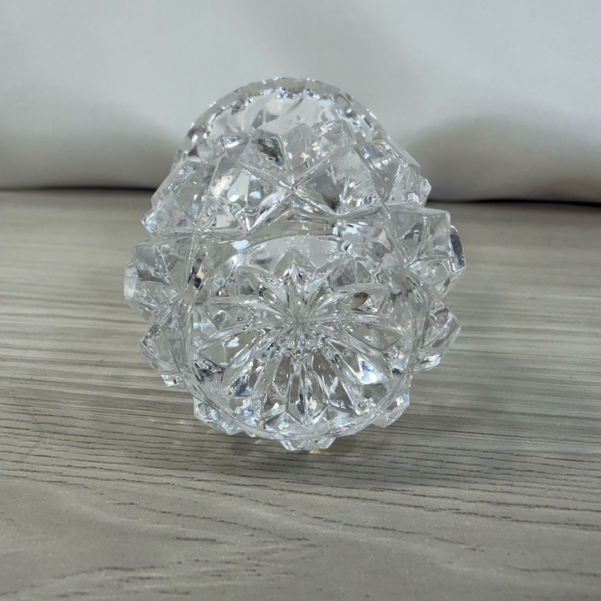 Vintage Cut Crystal Toothpick Holder Size 2.5" Clear Sawtooth Rim Starburst 3