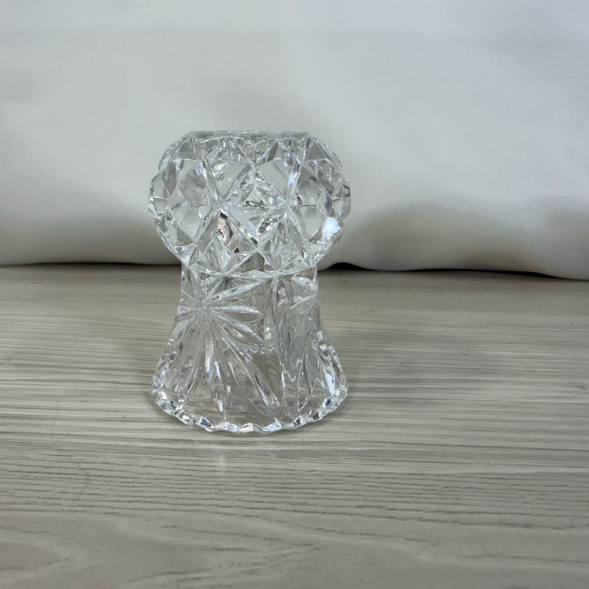 Vintage Cut Crystal Toothpick Holder Size 2.5" Clear Sawtooth Rim Starburst 4