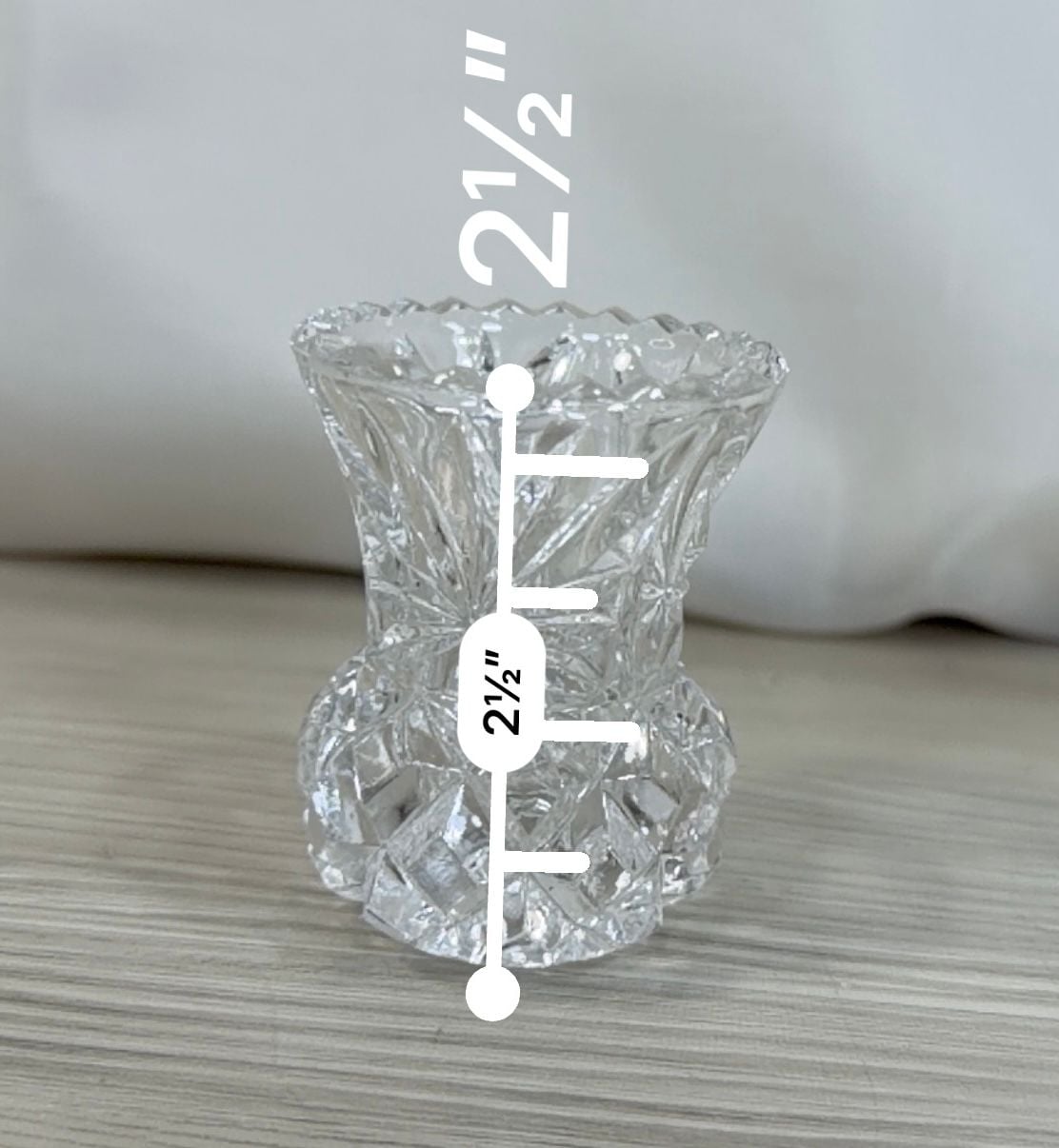 Vintage Cut Crystal Toothpick Holder Size 2.5" Clear Sawtooth Rim Starburst 5