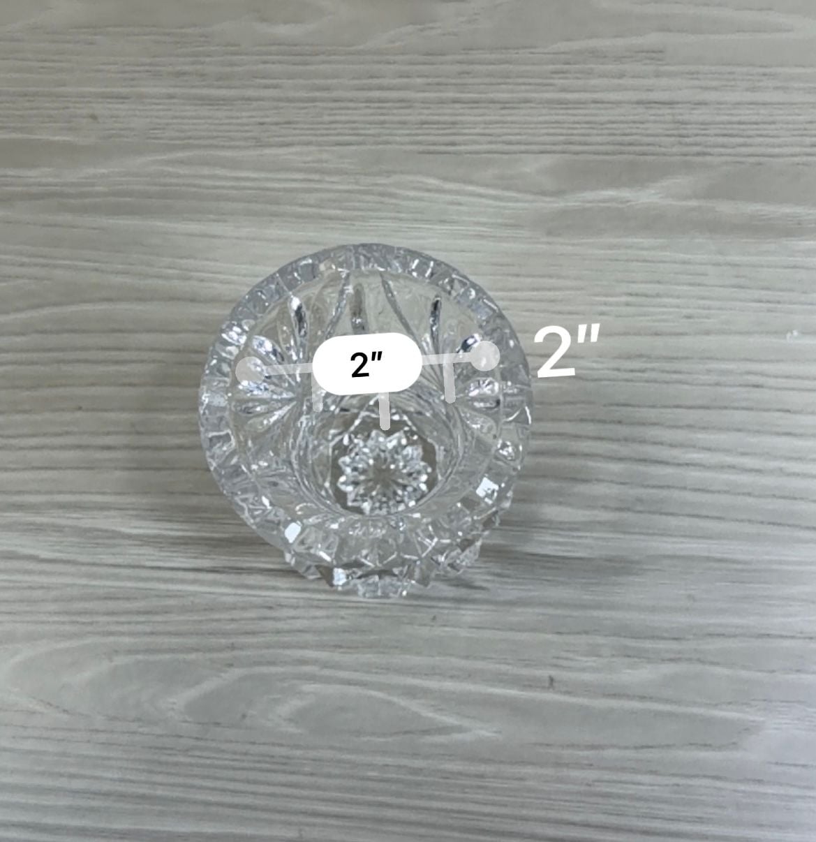 Vintage Cut Crystal Toothpick Holder Size 2.5" Clear Sawtooth Rim Starburst 6