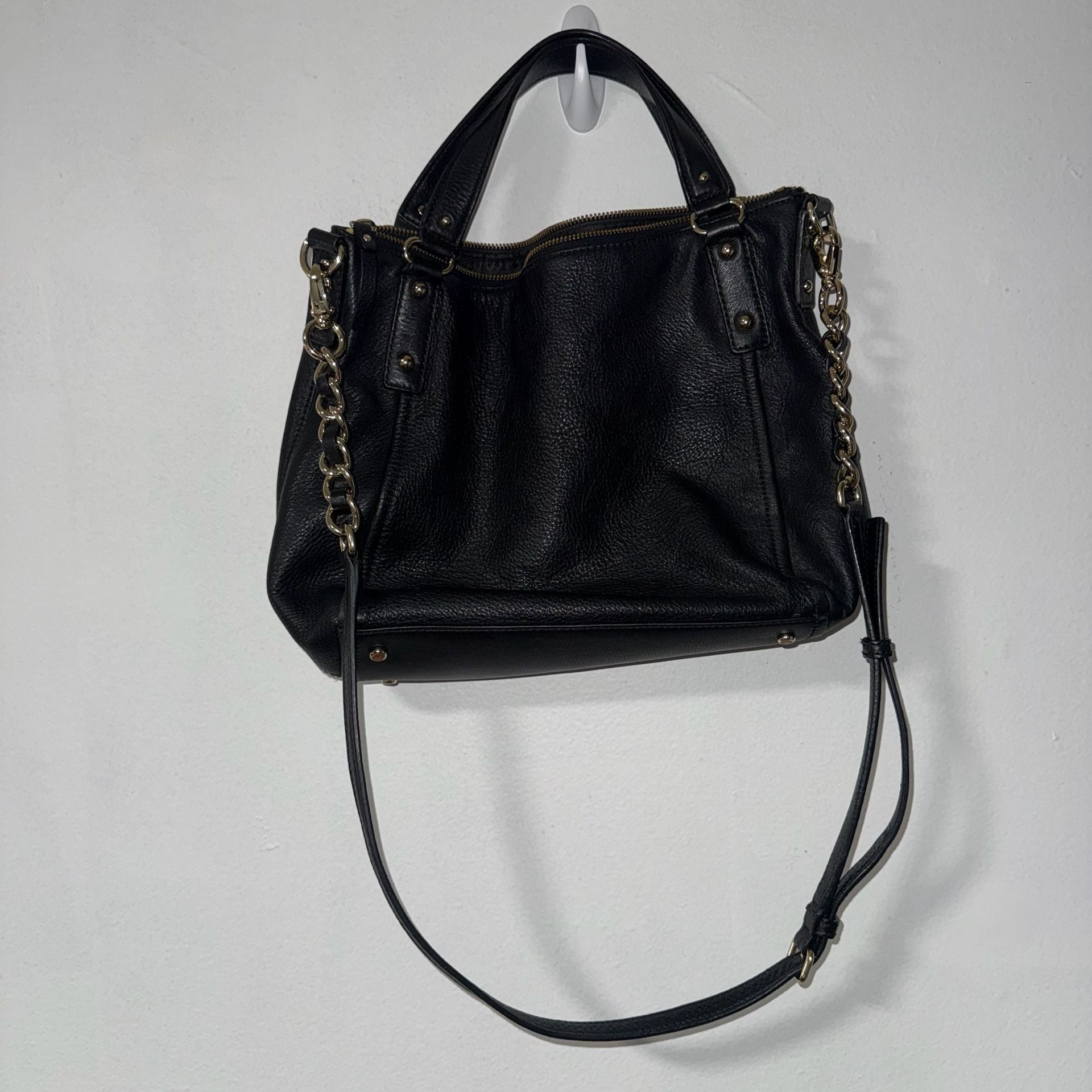 Kate Spade Black Pebbled Leather Top Handle Satchel Crossbody Bag 4