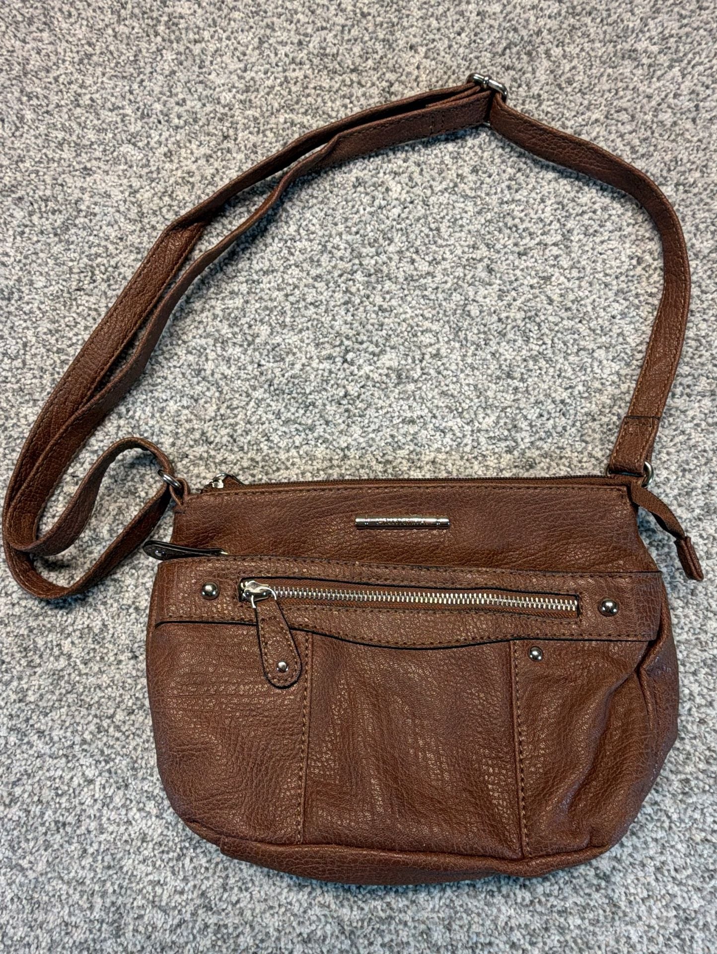 Jaclyn Smith Brown Faux Leather Crossbody Handbag 2