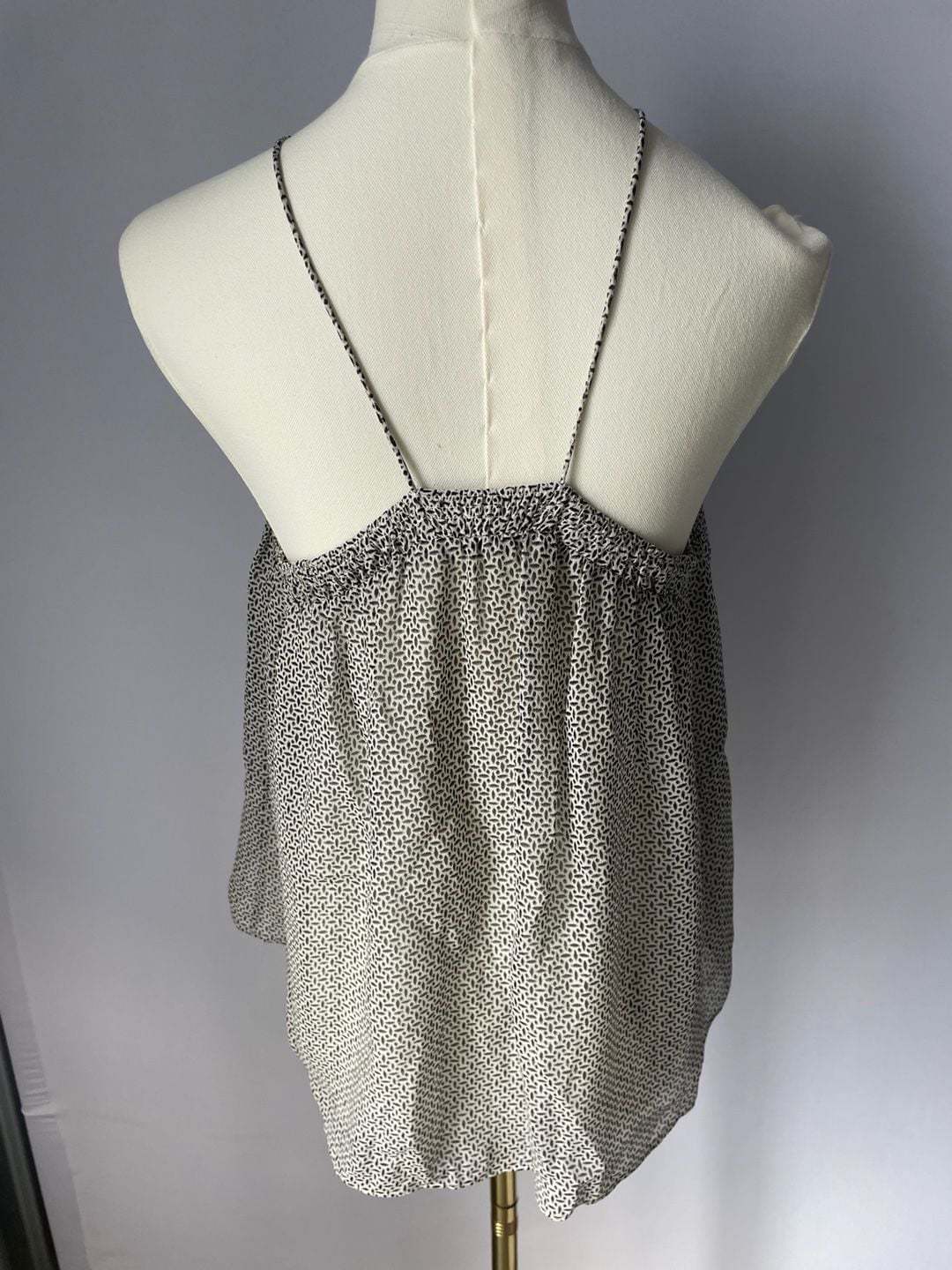 Joie Strappy Halter Black White Print Silk Blouse 3
