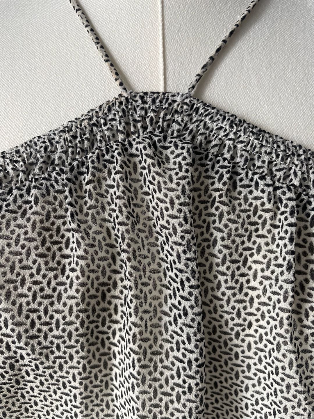 Joie Strappy Halter Black White Print Silk Blouse 4