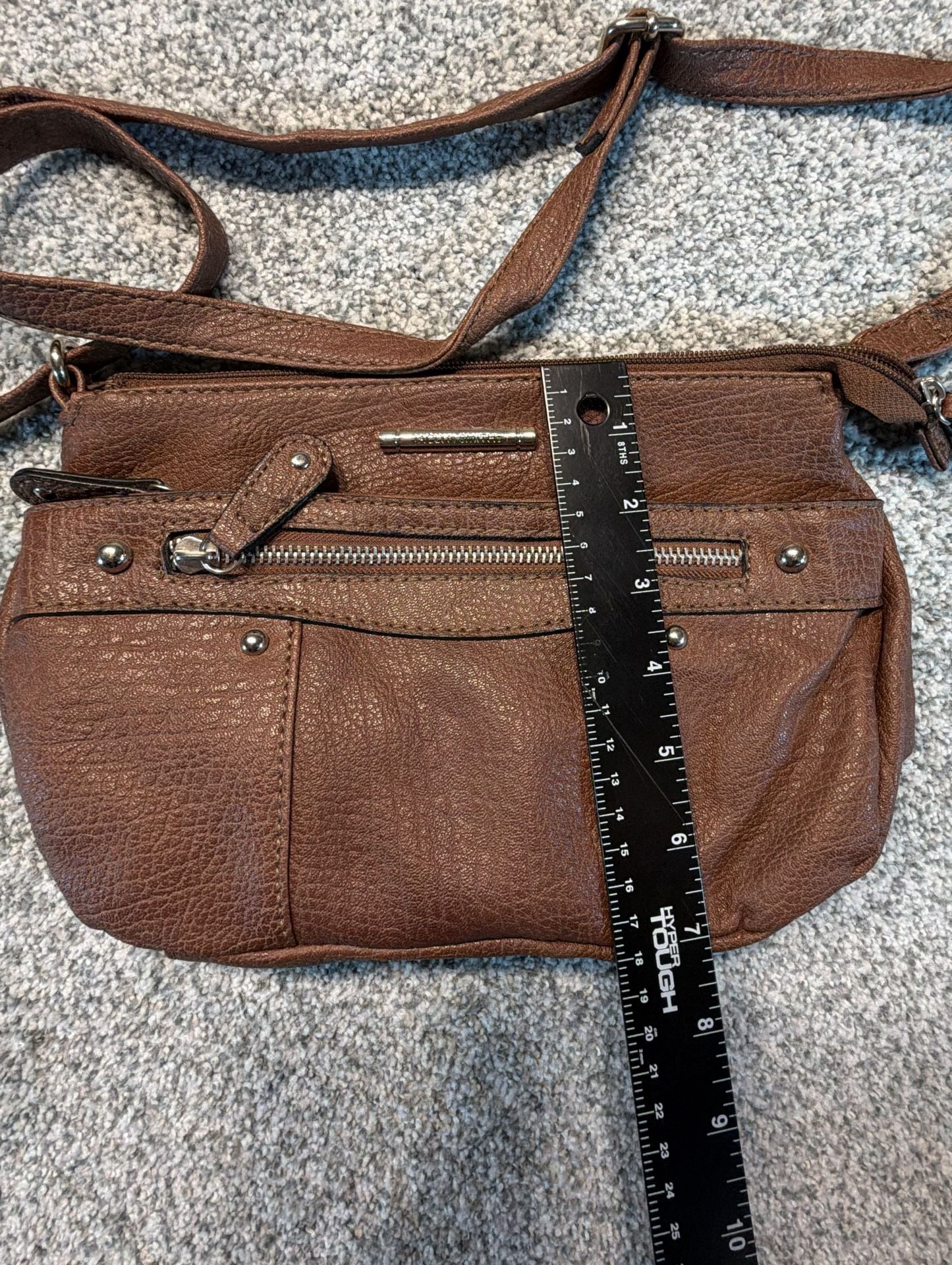 Jaclyn Smith Brown Faux Leather Crossbody Handbag 8