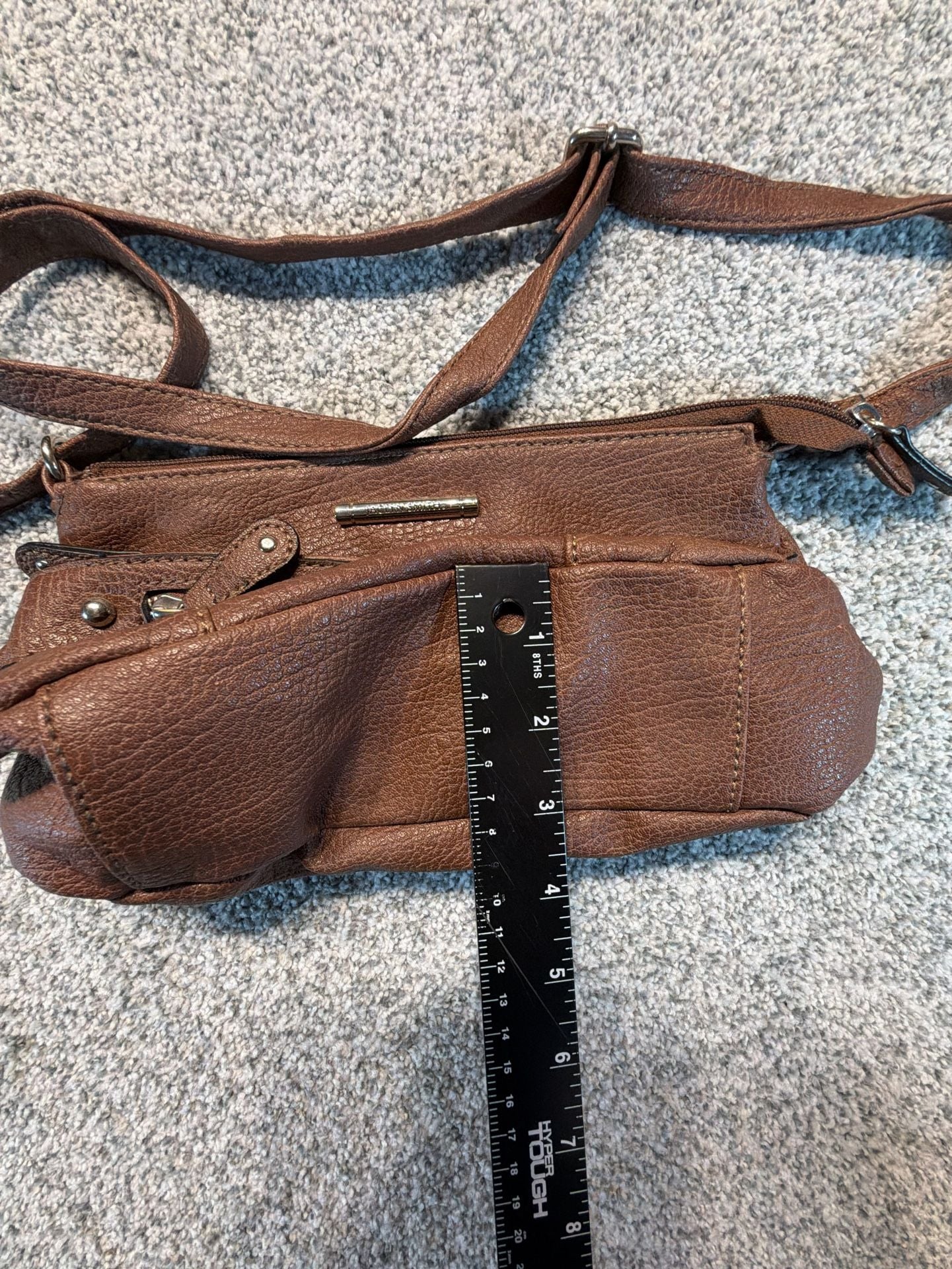 Jaclyn Smith Brown Faux Leather Crossbody Handbag 9
