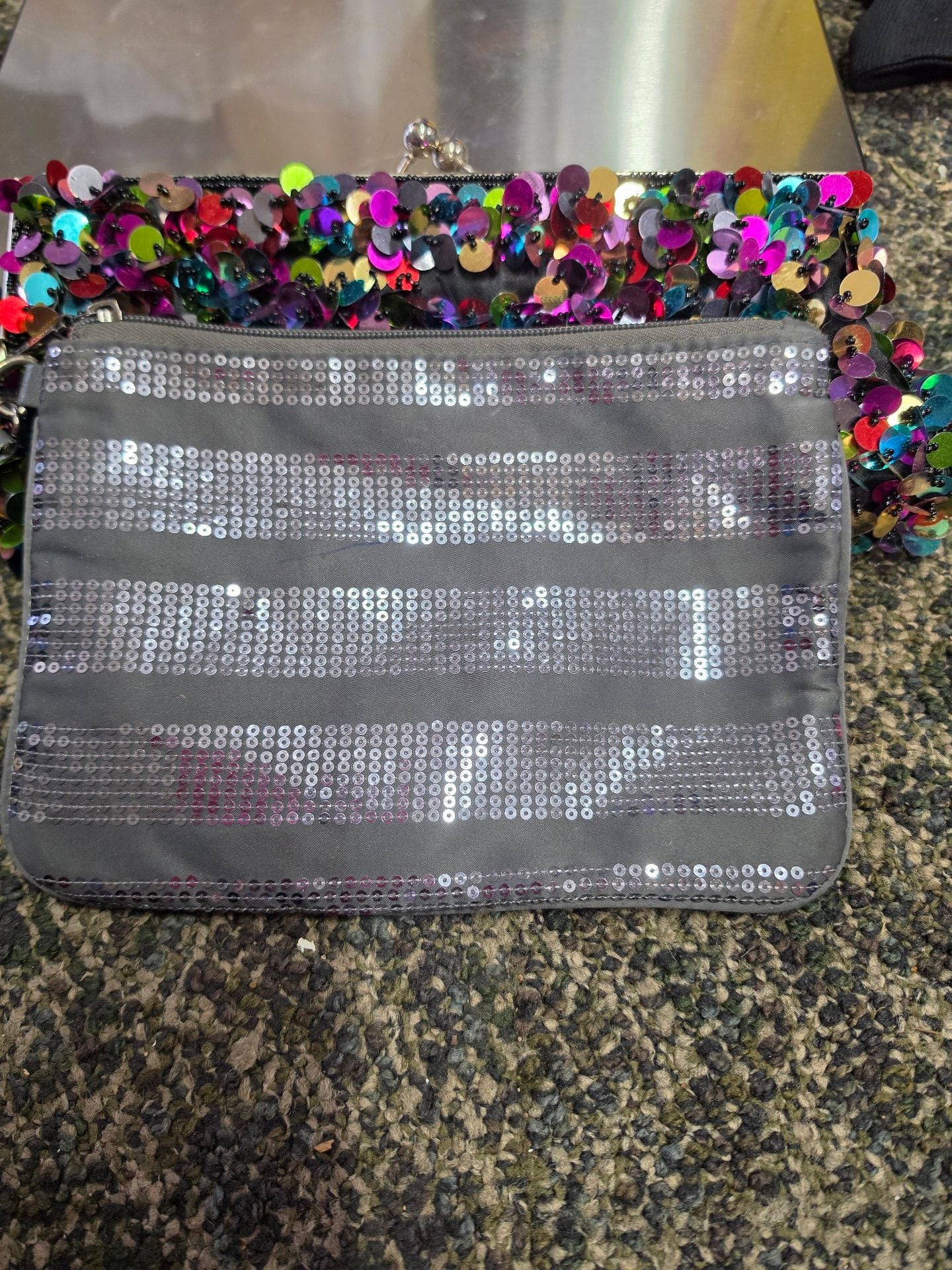 Bath & Body Works Silver Grey Sparkly Sequin Bag 2