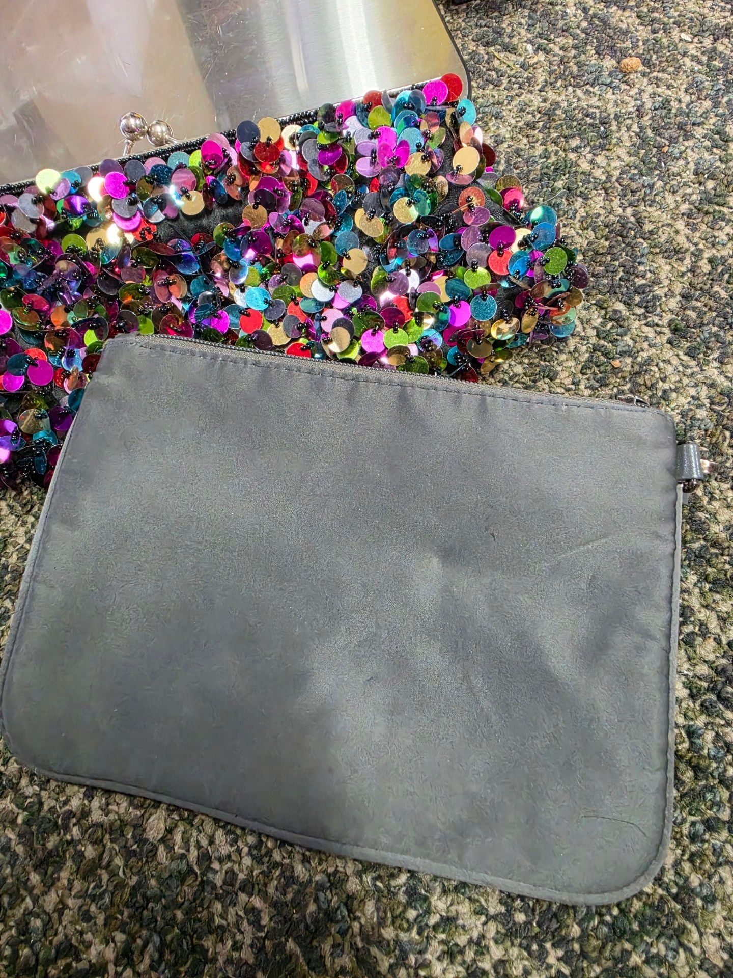 Bath & Body Works Silver Grey Sparkly Sequin Bag 3