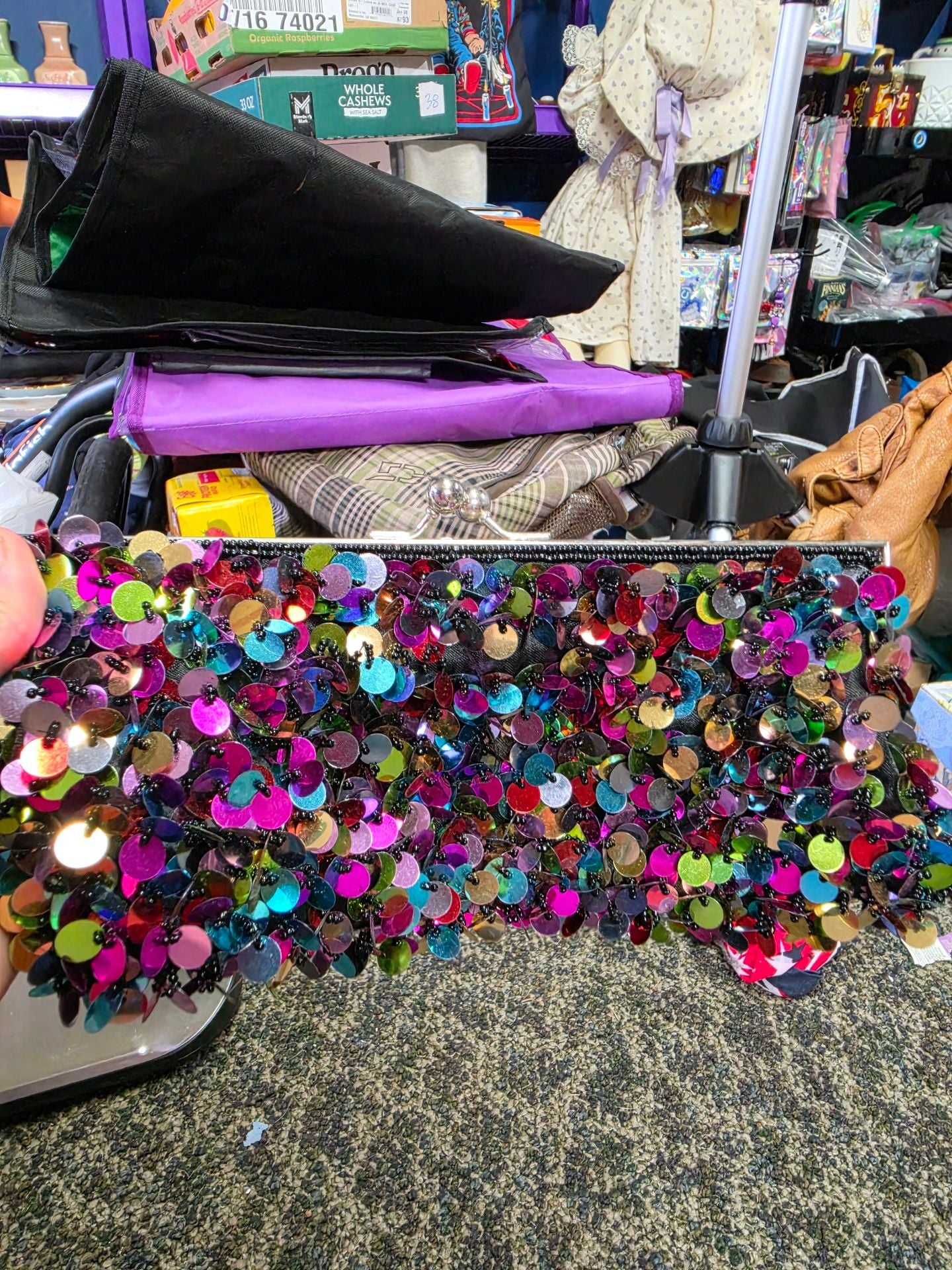 Bath & Body Works Silver Grey Sparkly Sequin Bag 5