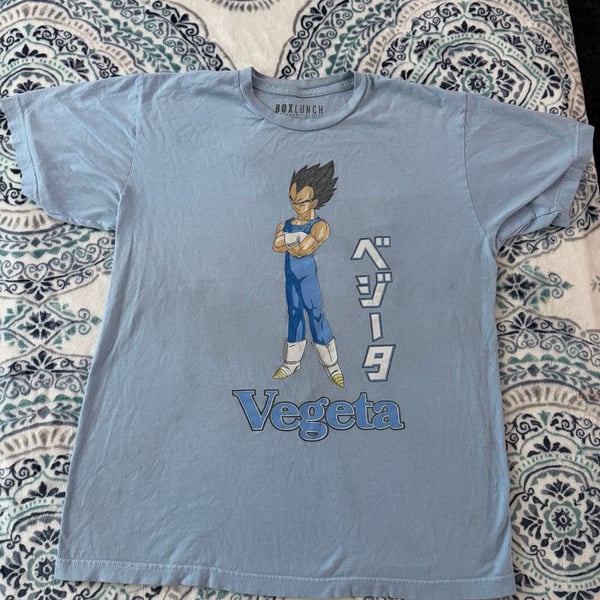 Boxlunch Dragon Ball Z Vegeta T-Shirt Size M Light Blue Graphic Tee