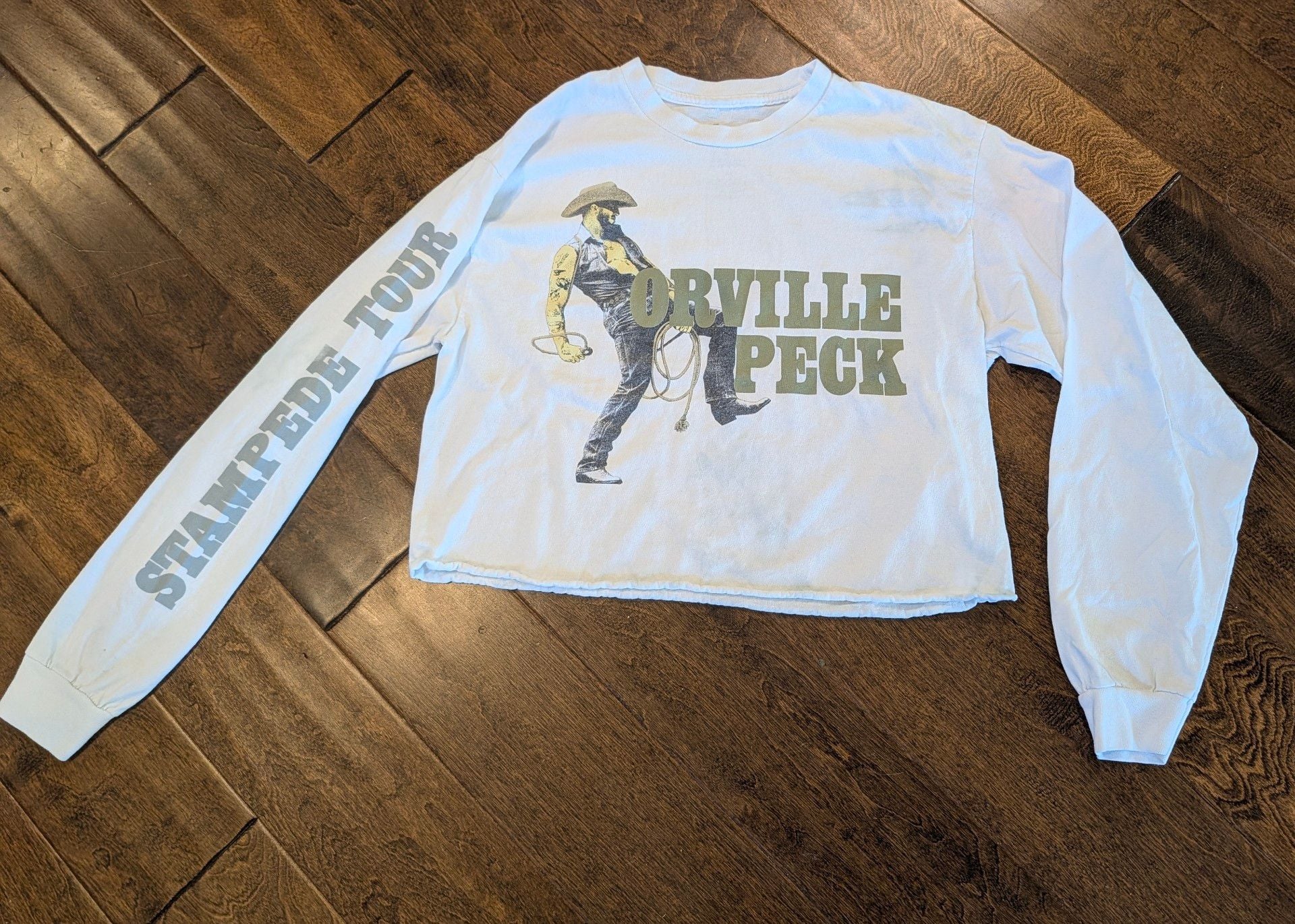 Orville Peck Stampede Tour Stops Relaxed Fit Crop T-Shirt White Medium 2