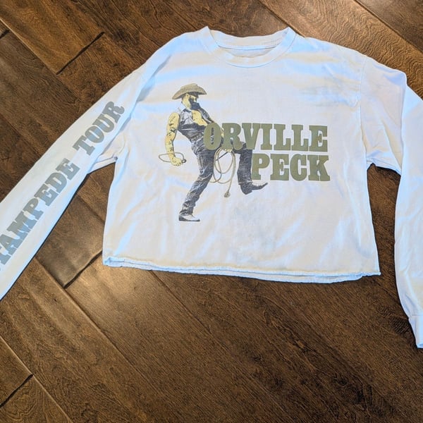 Orville Peck Stampede Tour Stops Relaxed Fit Crop T-Shirt White Medium