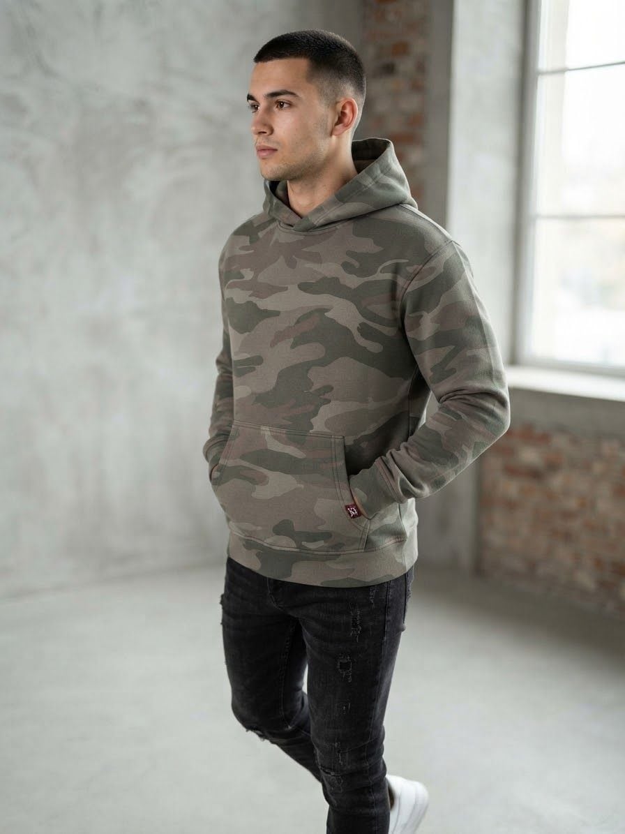Hollister Camo Hoodie Size Small Green Camouflage Pullover Sweatshirt 4