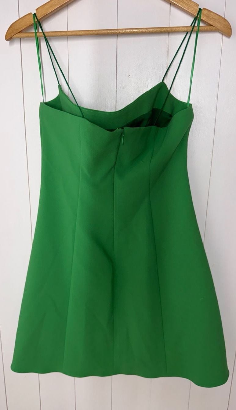 Likely Mini Dress Size 6 Green Spaghetti Strap Sweetheart A-Line 3