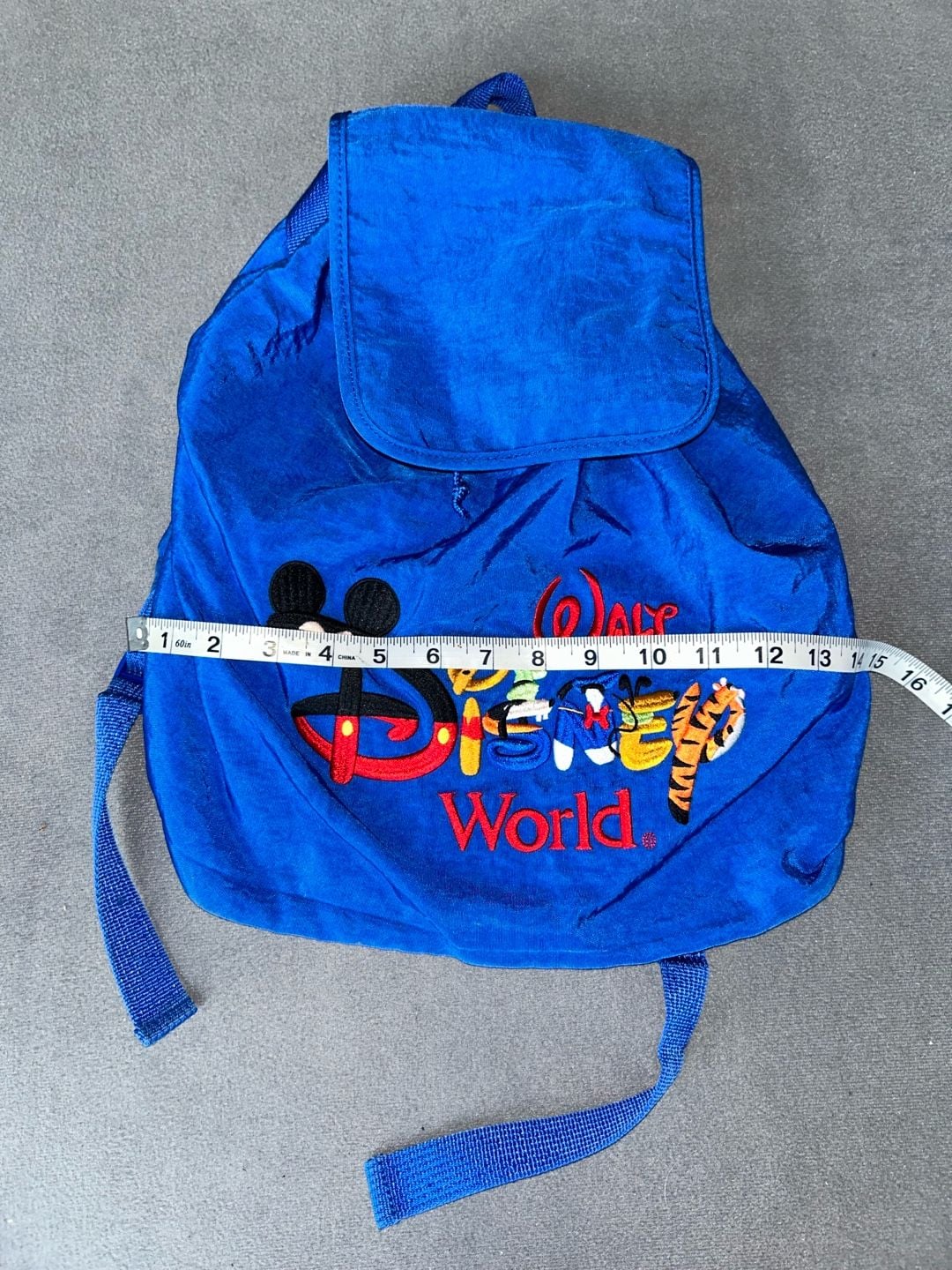 Walt Disney World Embroidered Blue Drawstring Backpack Tote Bag Z12 7