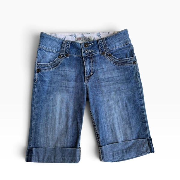 YMI Denim Bermuda Shorts Size 12 Blue Cuffed High Rise