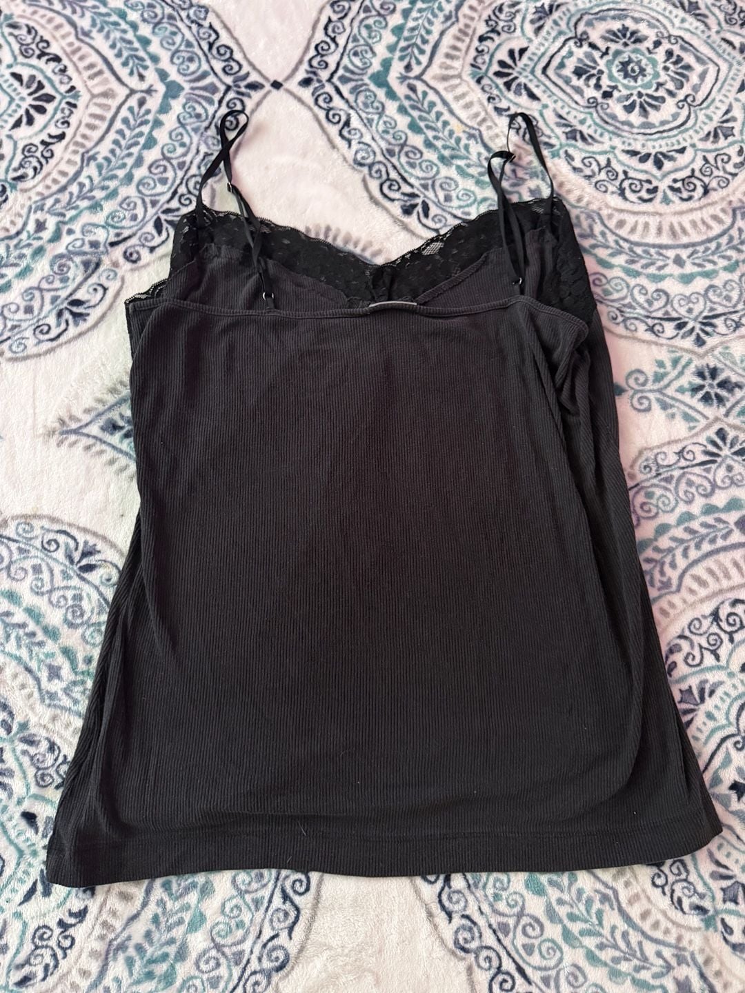 Worthington Stretch Black Lace Trim Cami Top Size XL 4