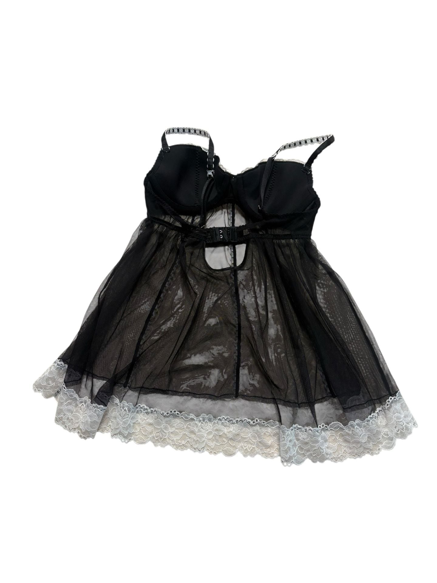 Victoria's Secret Sexy Little Things Babydoll Size 34B Black White Lace 7