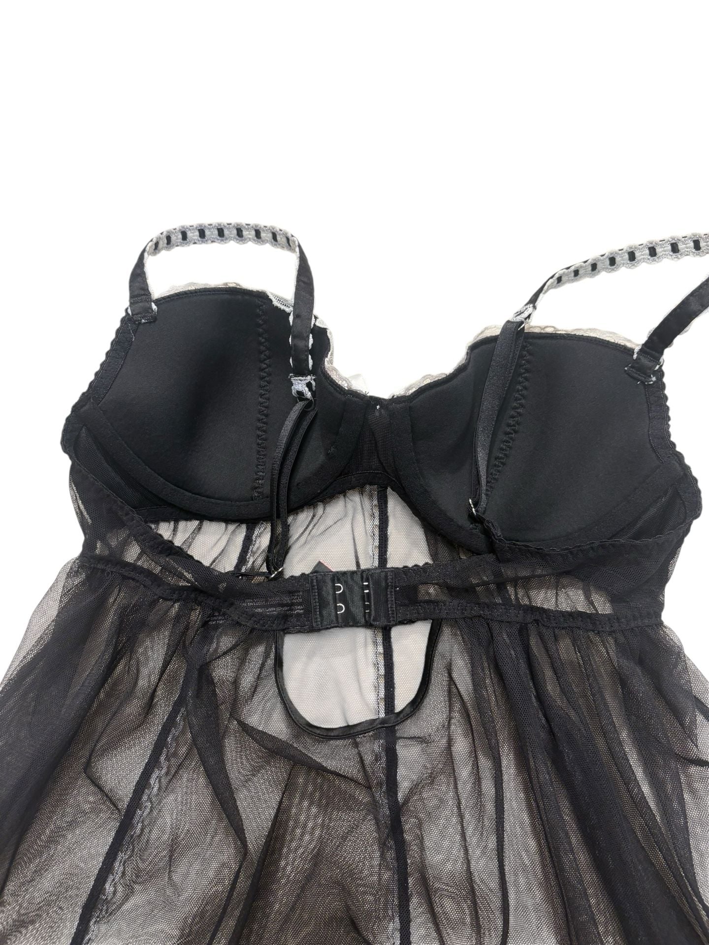 Victoria's Secret Sexy Little Things Babydoll Size 34B Black White Lace 8