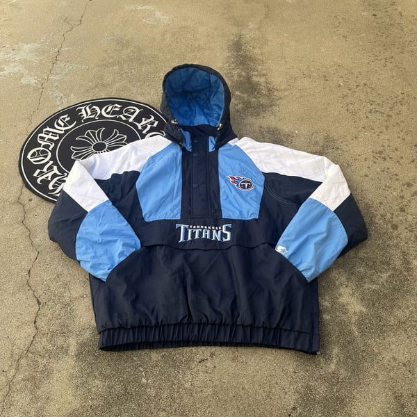 Starter Vintage Tennessee Titans Pro Player Half-Zip Puffer Jacket Blue XL