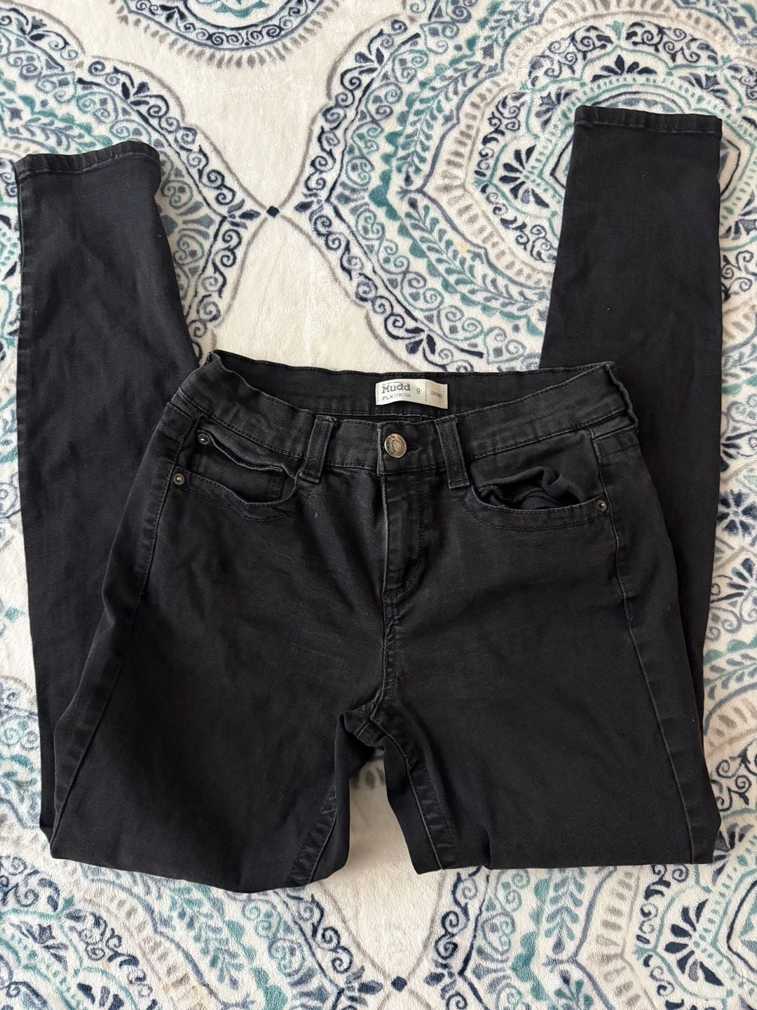 Mudd FLX Stretch Skinny Black Jeans Size 9 4