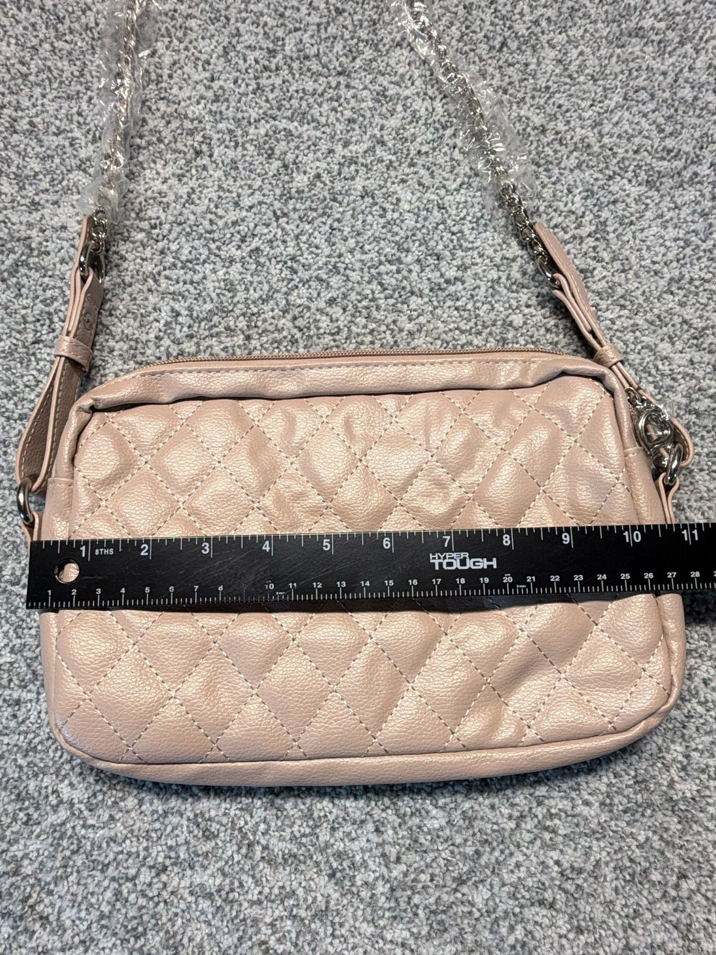 Bella Russo Quilted Crossbody Shoulder Bag Blush Pink Chain Strap 7