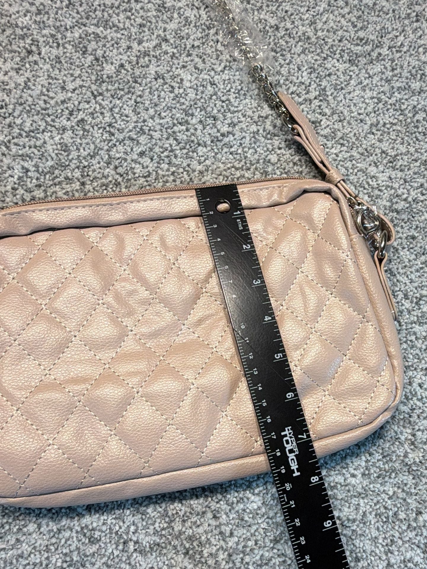 Bella Russo Quilted Crossbody Shoulder Bag Blush Pink Chain Strap 8