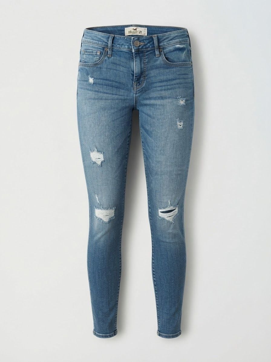 Hollister Distressed Skinny Jeans Size 27x29 Blue Denim 2