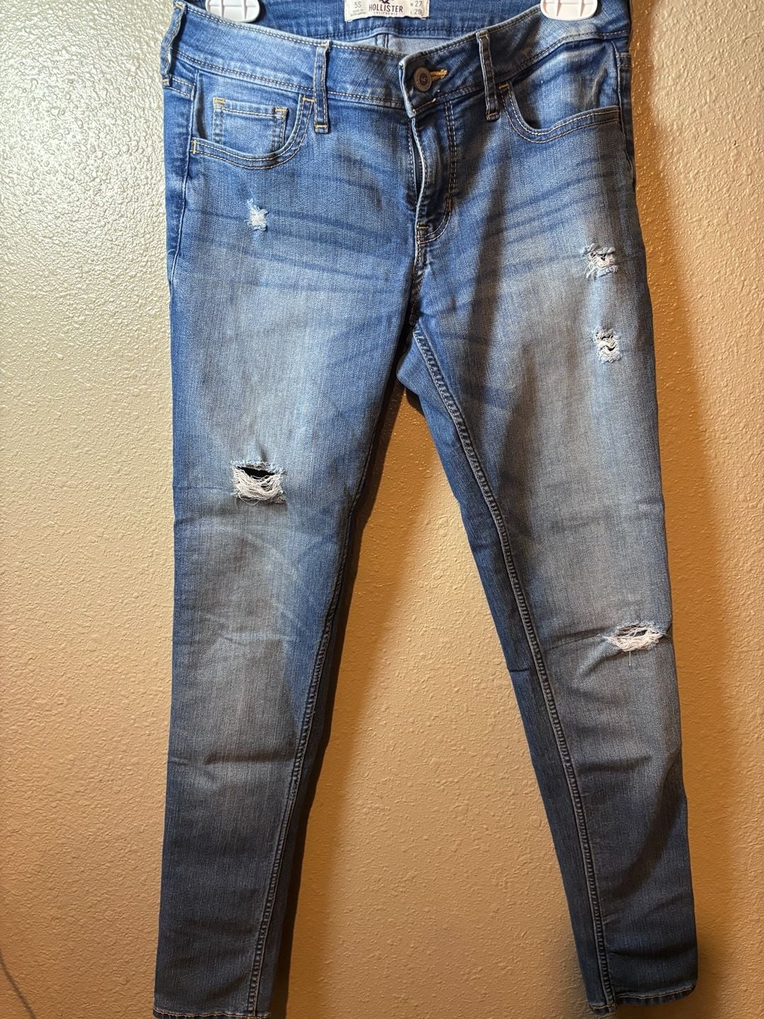 Hollister Distressed Skinny Jeans Size 27x29 Blue Denim 4