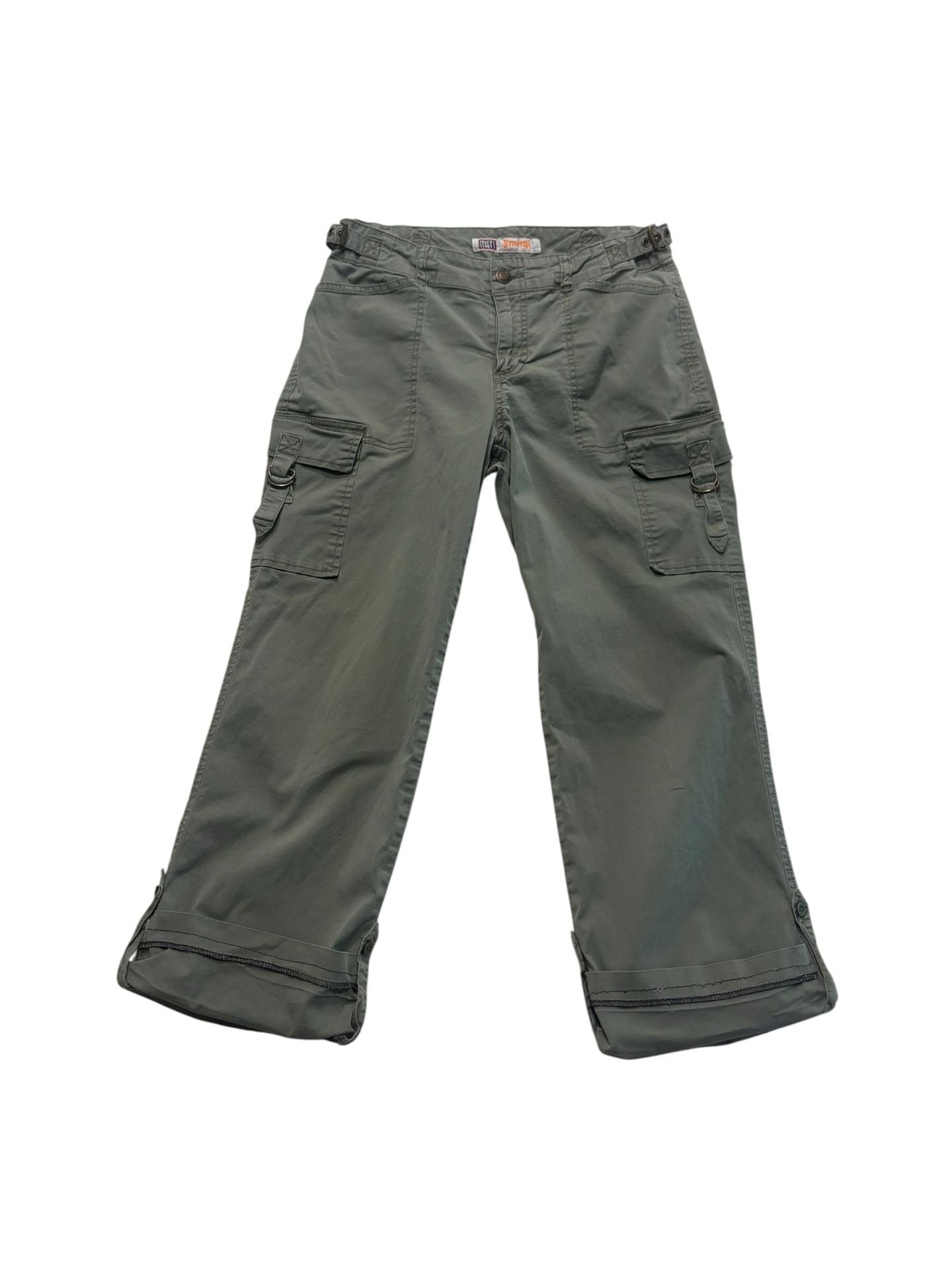 Faded Glory Cargo Pants Green Stretch Multi-Pocket Y2K 2