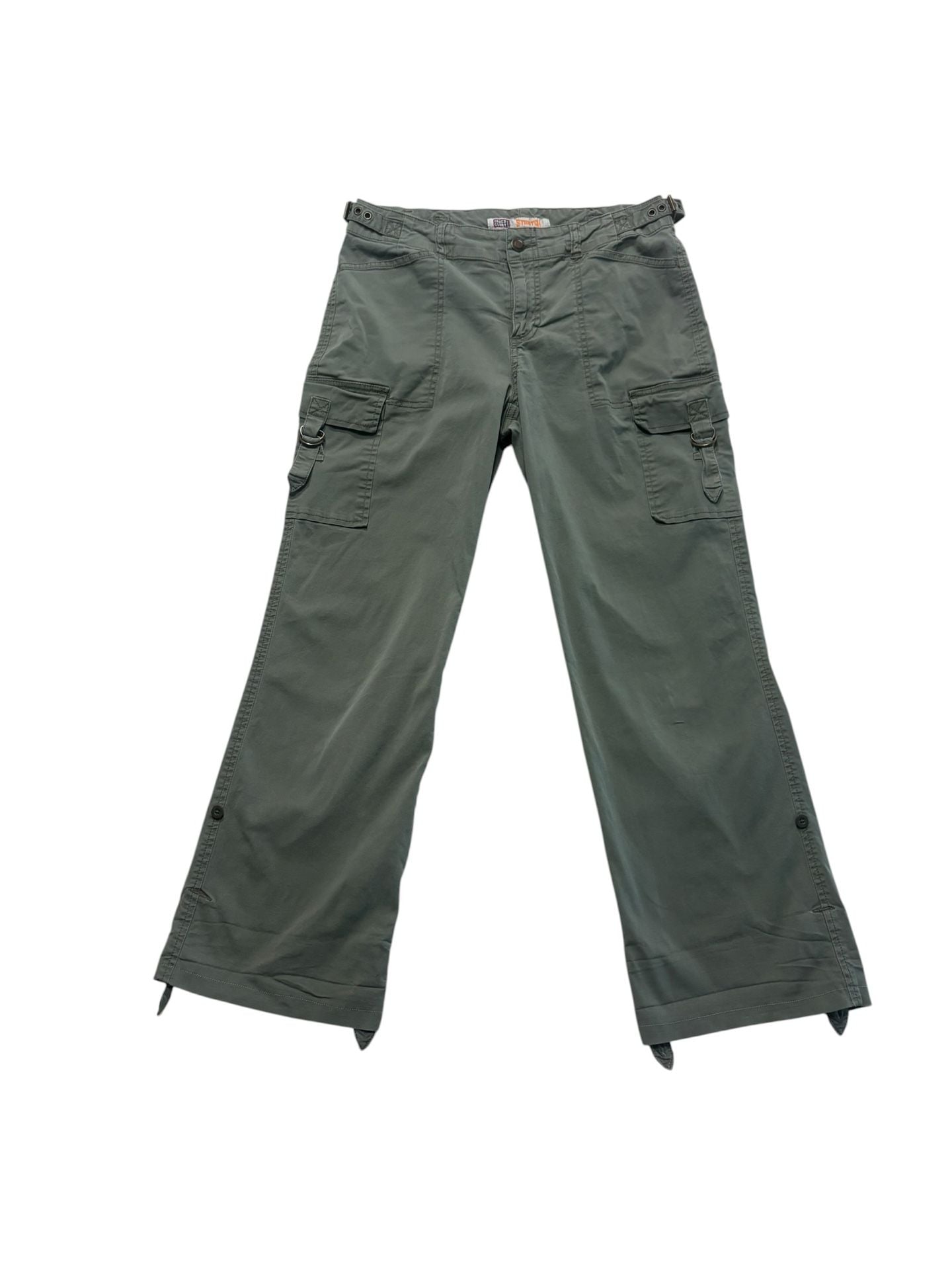 Faded Glory Cargo Pants Green Stretch Multi-Pocket Y2K 3