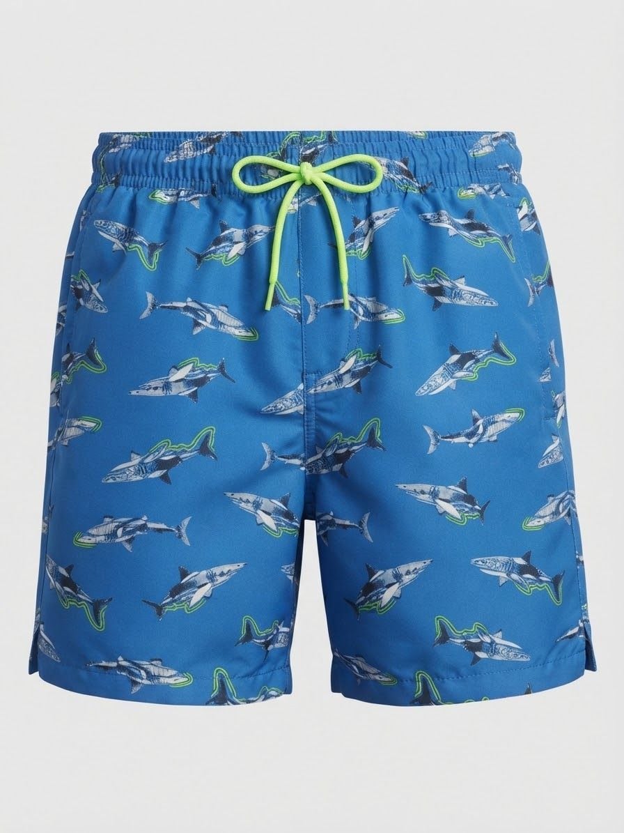 Old Navy Shark Print Swim Trunks Size M (8) Blue 2