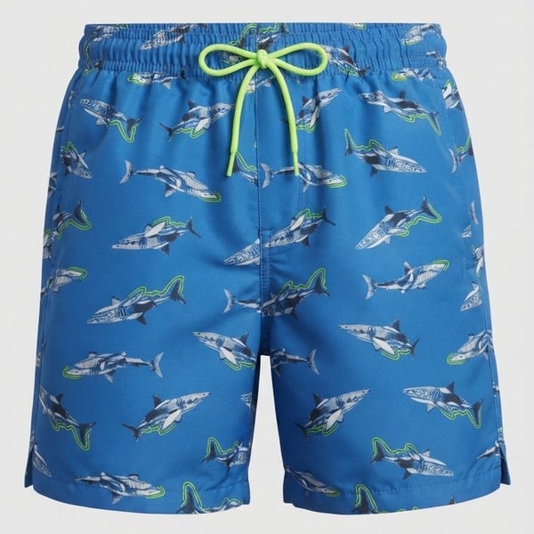 Old Navy Shark Print Swim Trunks Size M (8) Blue