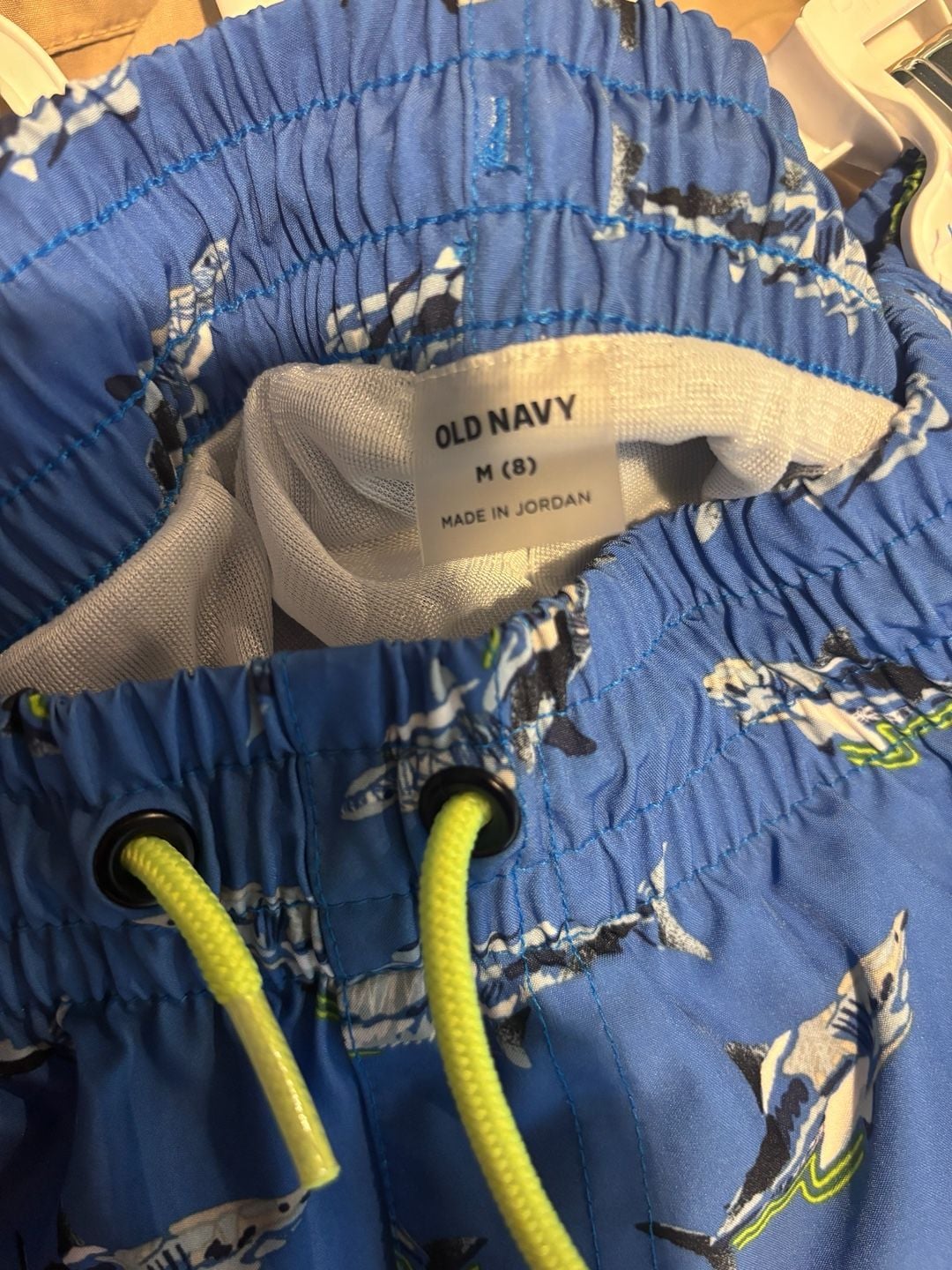 Old Navy Shark Print Swim Trunks Size M (8) Blue 5