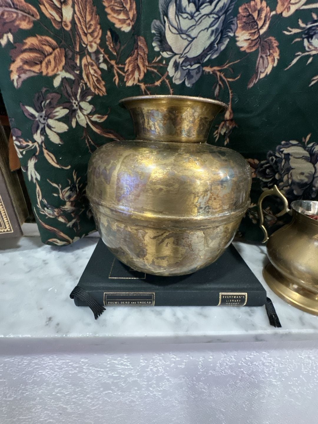 Vintage Brass Vessel Urn Pot Antique Patina Decor 1