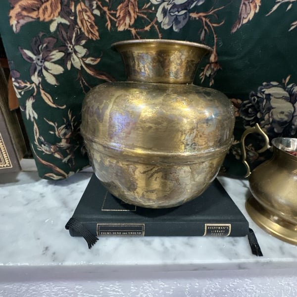Vintage Brass Vessel Urn Pot Antique Patina Decor